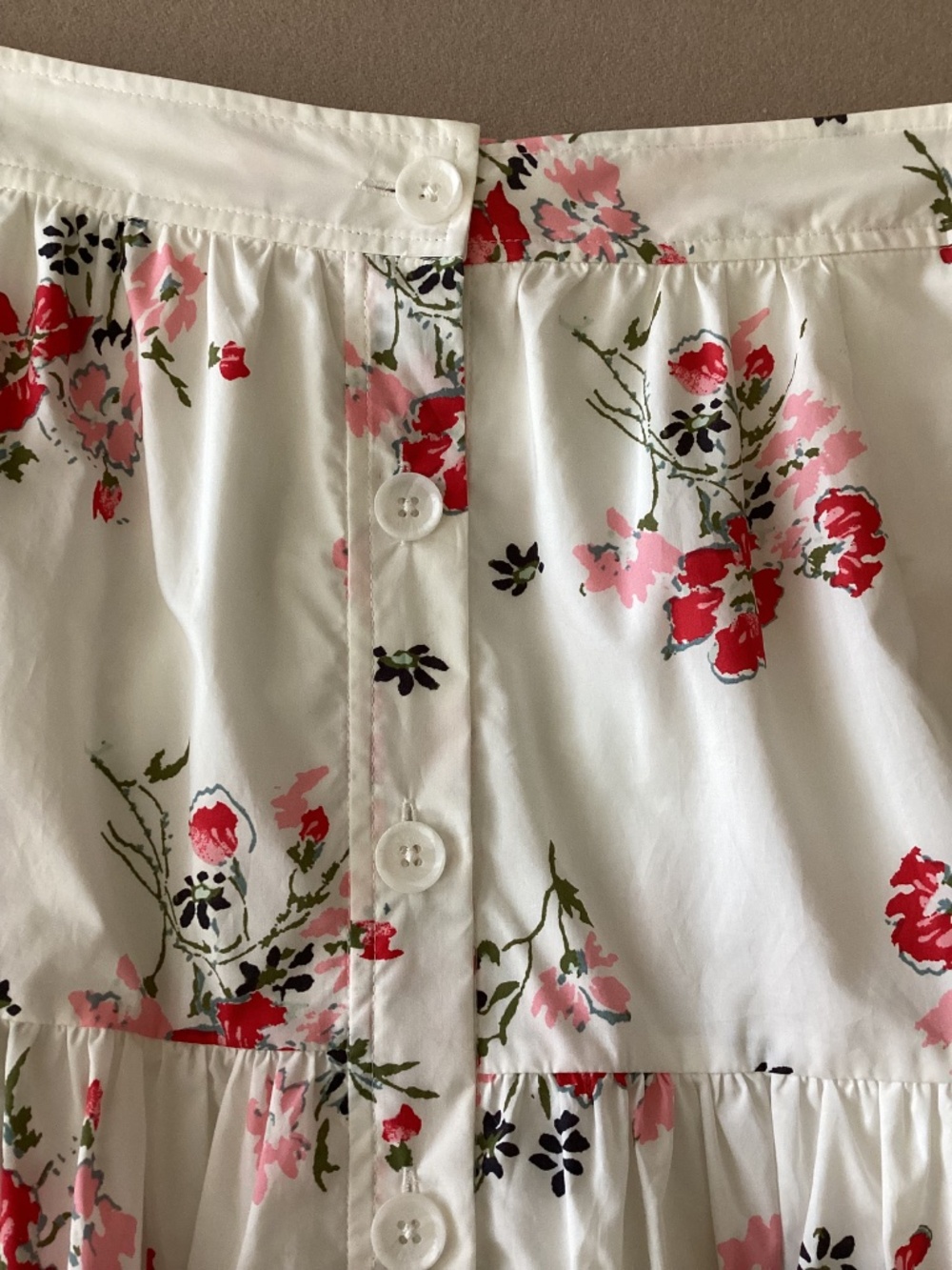 NWOT-REBECCA TAYLOR 100% COTTON PINK WHITE FLORAL FRONT BUTTON SKIRT SIZE 6 - Picture 4 of 7